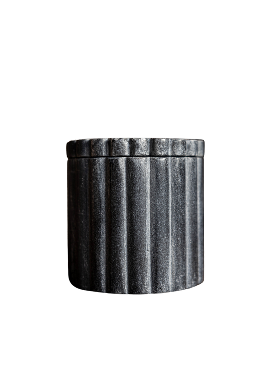 Fluted Jar Canister Black Marble