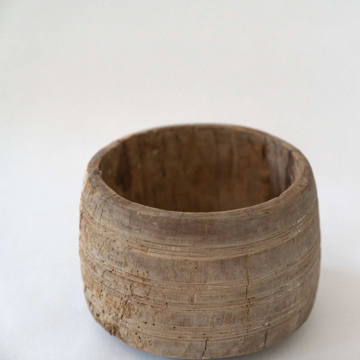 Antique Wooden Honey Pot - Vessel Bleached: Small