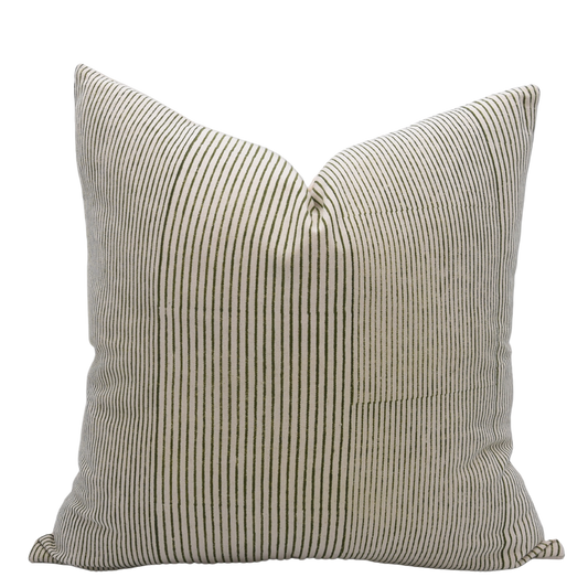 Elegant Block Printed Duck Canvas Pillow Cover - Leheriya 20"x20"