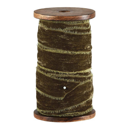 Frayed Velvet Spools - Moss: Material