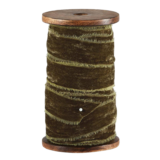 Frayed Velvet Spools - Moss: Material