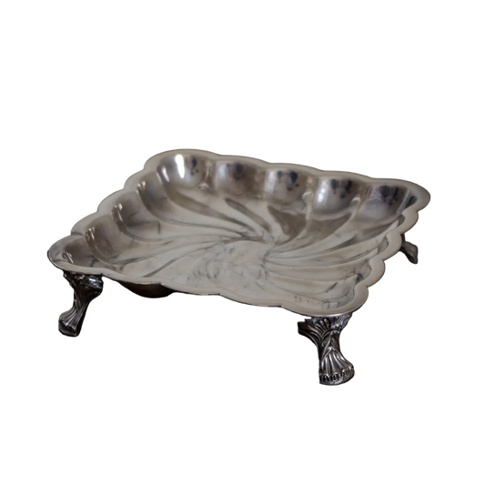 Silverplate Footed Square Tray | Vintage