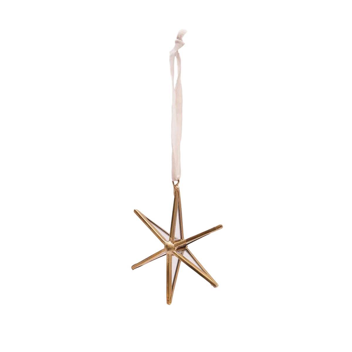 Christmas Glass Pieced Star 4" Brass Ornament