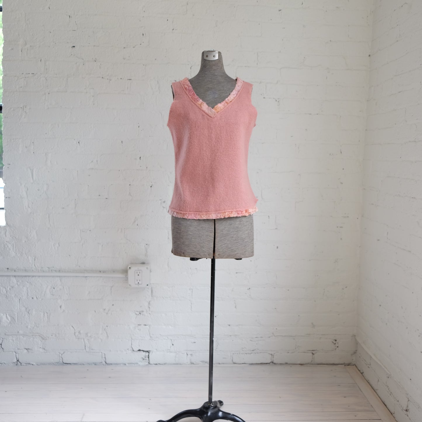 Fendi 80s Wool Top with Fur Trim | Vintage