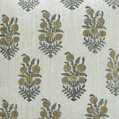 Classic Block Printed Thick Linen Pillow Cover 20x20 Inch
