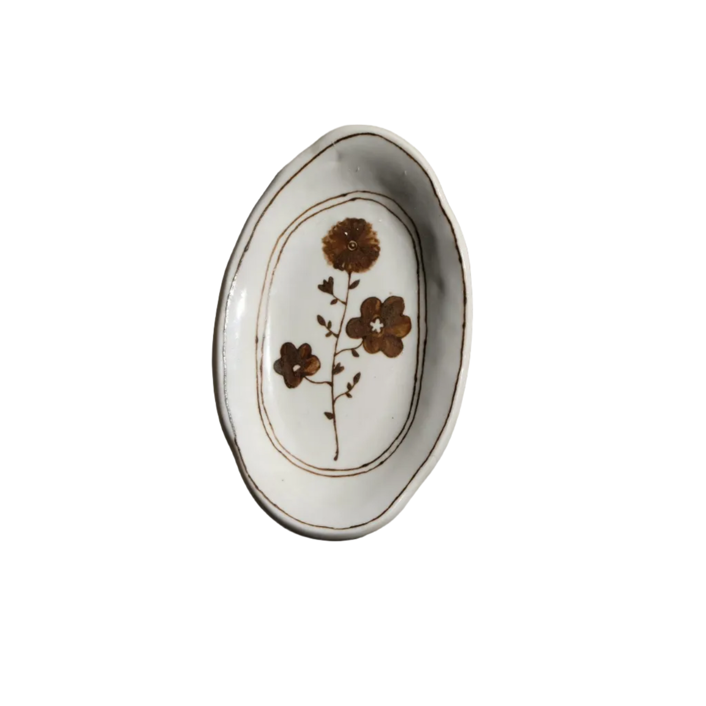 Stephanie Dawn Matthias one of a kind ceramic dish with handcrafted flower design