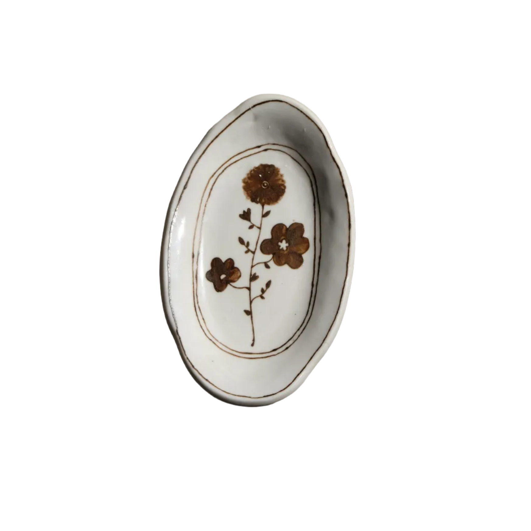 Stephanie Dawn Matthias one of a kind ceramic dish with handcrafted flower design