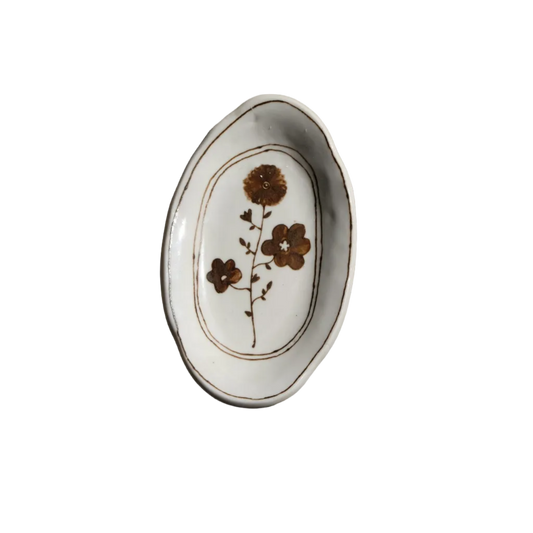 Stephanie Dawn Matthias one of a kind ceramic dish with handcrafted flower design