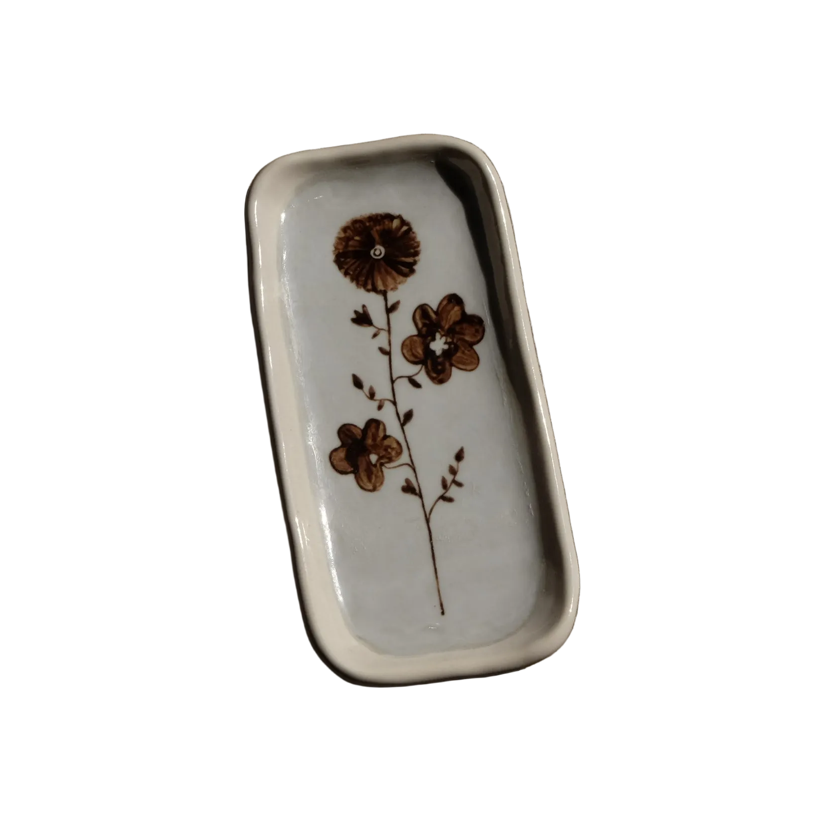 Stephanie Dawn Matthias artisan butter dish complete with hand painted flower design