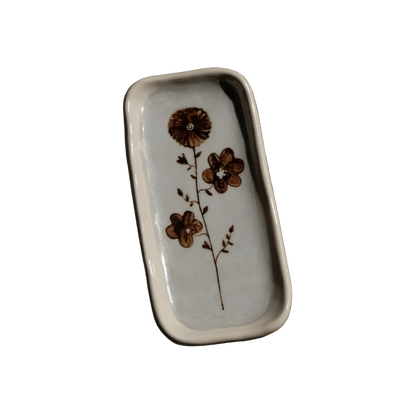 Stephanie Dawn Matthias artisan butter dish complete with hand painted flower design