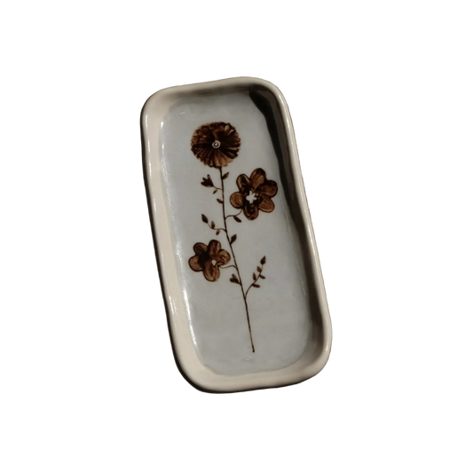 Stephanie Dawn Matthias artisan butter dish complete with hand painted flower design
