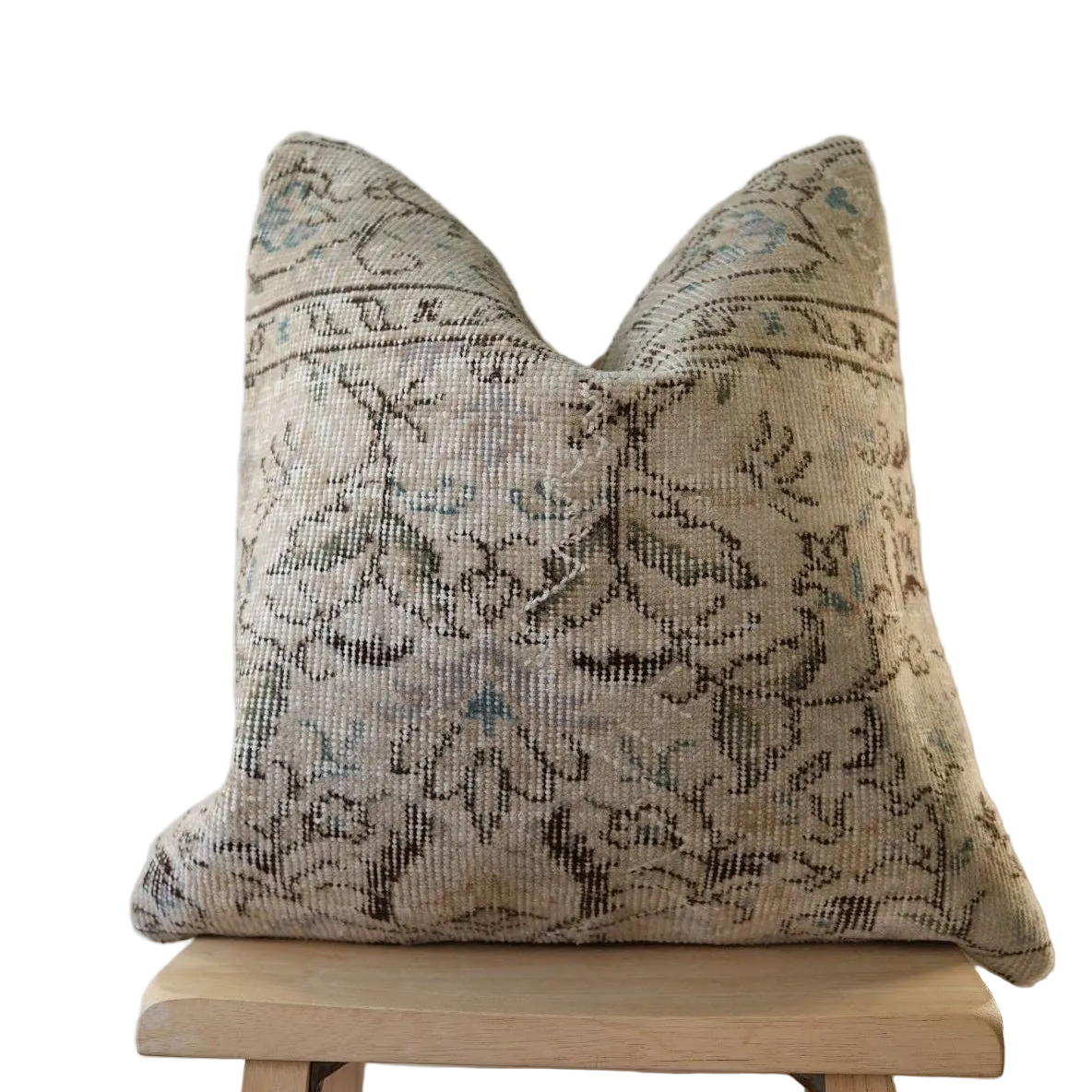 Charlie Turkish Pillow featuring a neutral woven texture with subtle stripe detailing, perfect for adding soft, global-inspired style to sofas or beds.