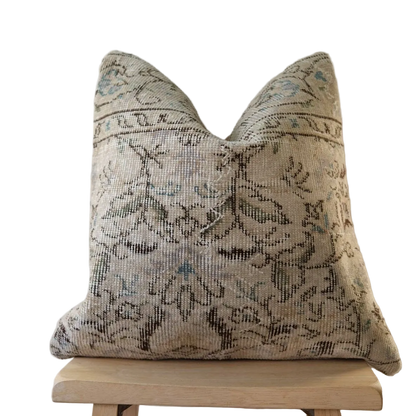 Charlie Turkish Pillow featuring a neutral woven texture with subtle stripe detailing, perfect for adding soft, global-inspired style to sofas or beds.