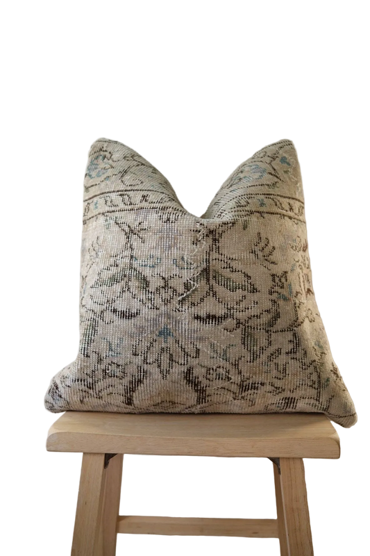Charlie Turkish Pillow featuring a neutral woven texture with subtle stripe detailing, perfect for adding soft, global-inspired style to sofas or beds.