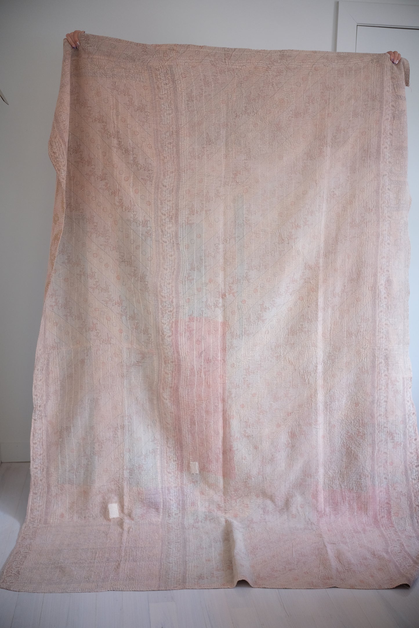 One of a Kind Vintage Coverlet- Pink Zig Zag