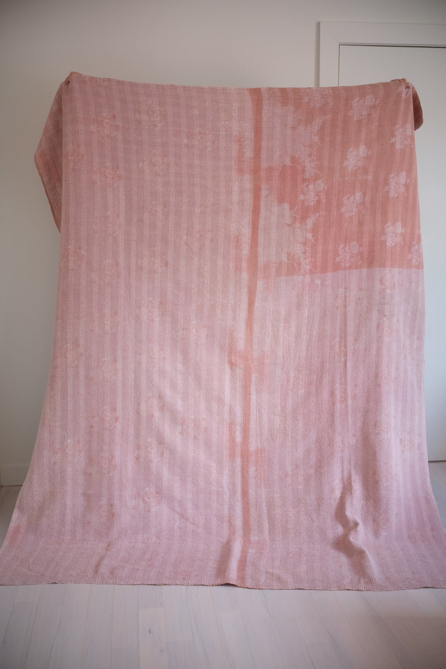 One of a Kind Vintage Coverlet -Pink with Yellow Details
