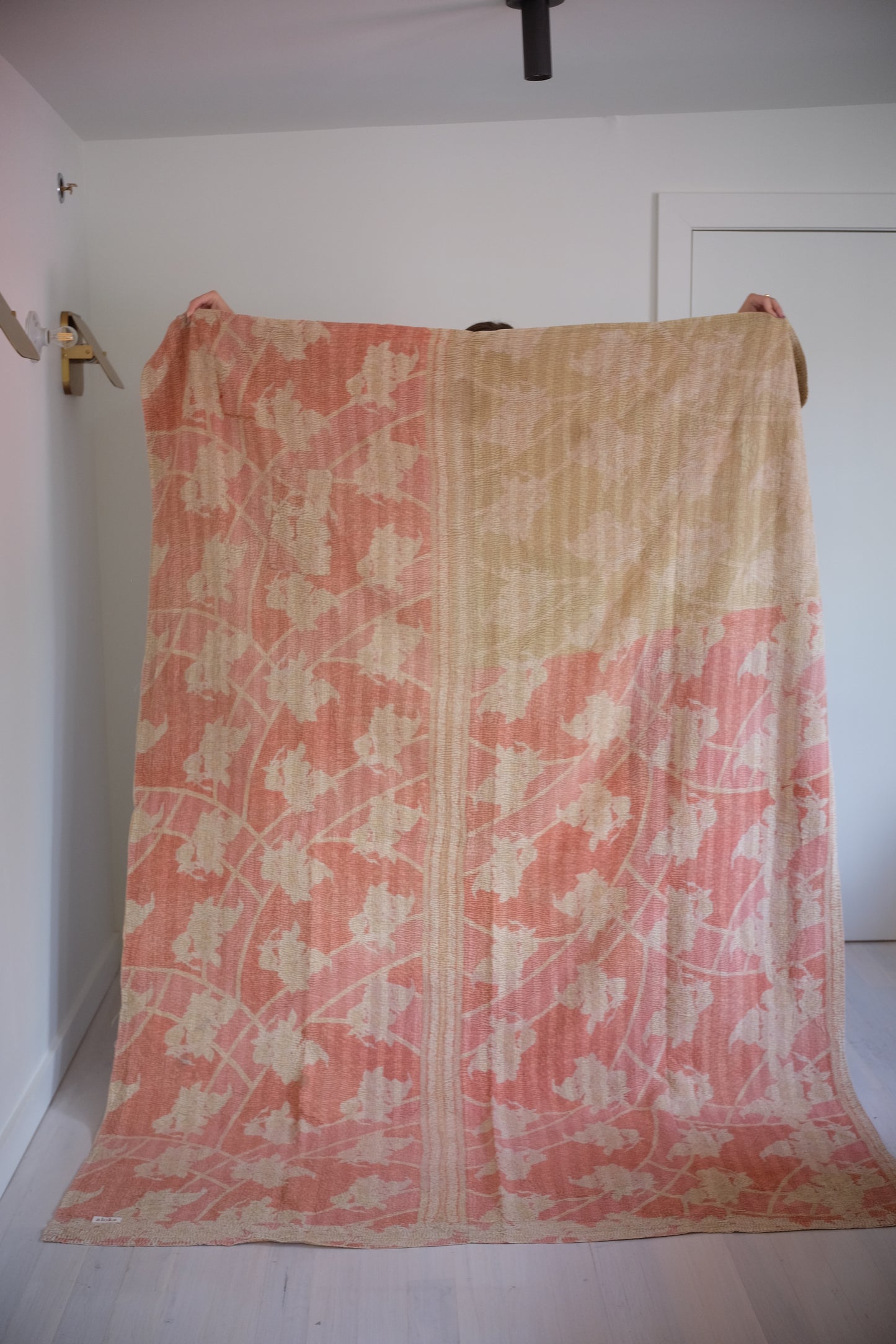 One of a Kind Vintage Coverlet- Pink Floral