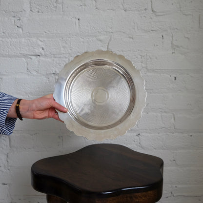 Silverplate Tray with Scalloped Rim | Vintage
