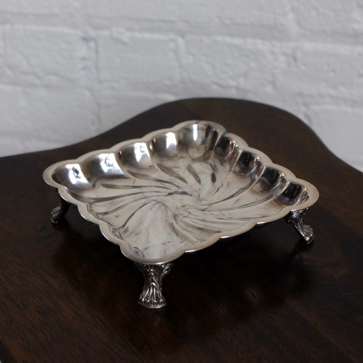 Silverplate Footed Square Tray | Vintage