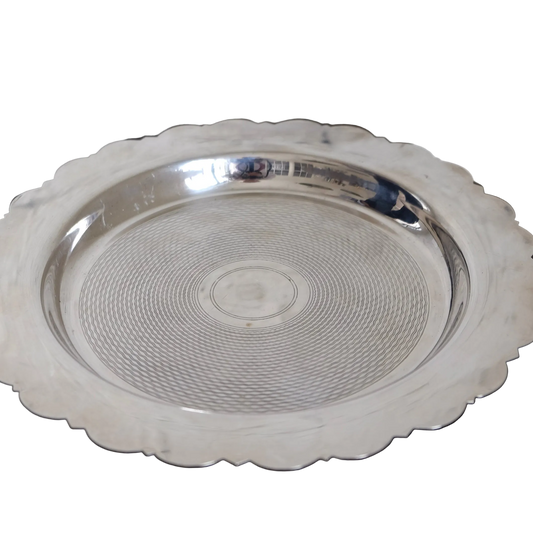 Silverplate Tray with Scalloped Rim | Vintage