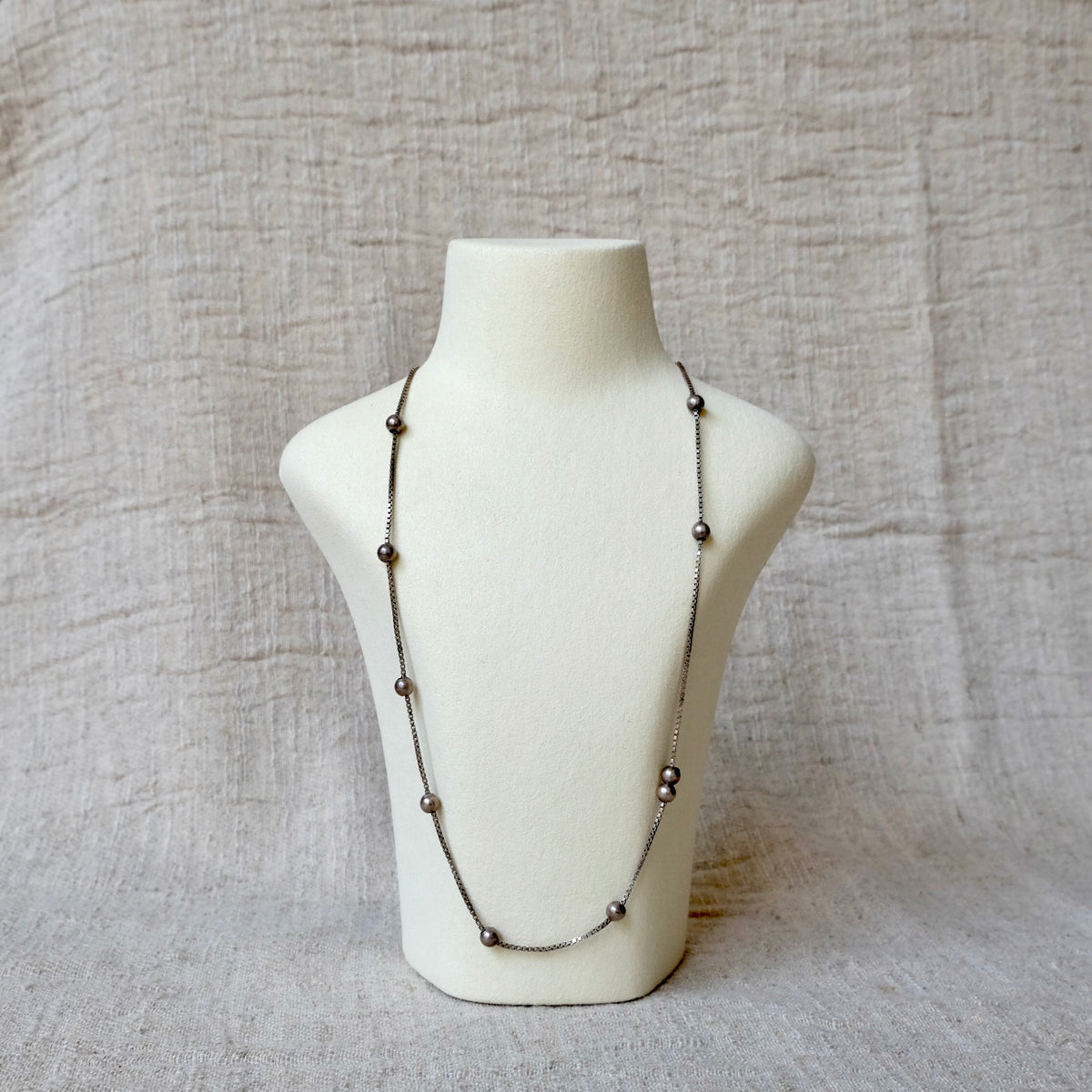 Sterling Silver Chain Beaded Necklace | Vintage