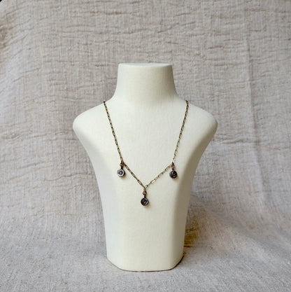 Three Drop Sterling Silver and Gold Necklace | Vintage