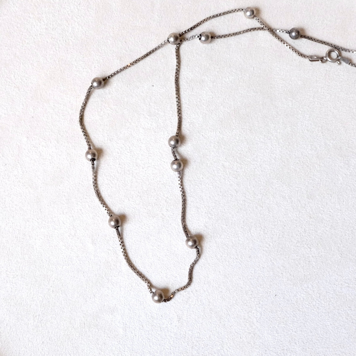 Sterling Silver Chain Beaded Necklace | Vintage