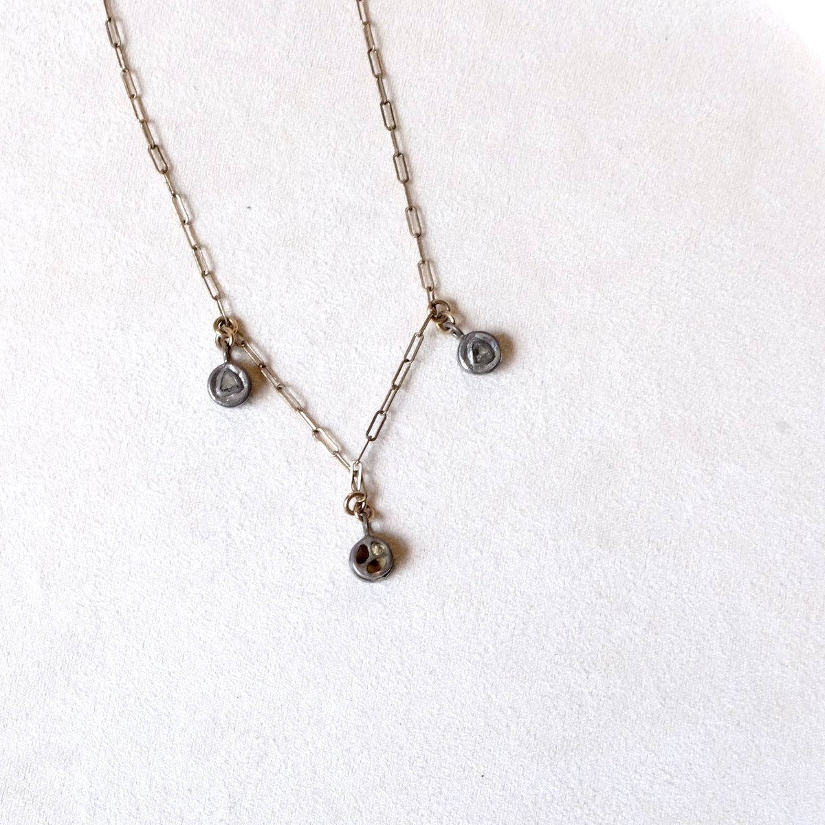 Three Drop Sterling Silver and Gold Necklace | Vintage
