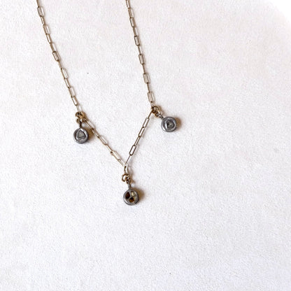 Three Drop Sterling Silver and Gold Necklace | Vintage