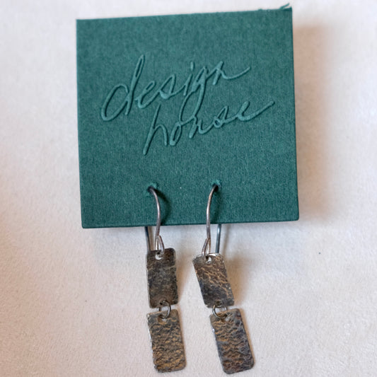 Silver Rectangular Dangle Earrings | Vintage