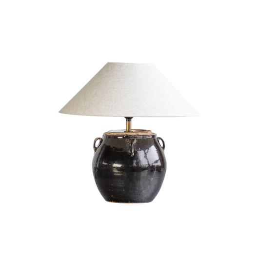 Glazed Handled Pot Table Lamp