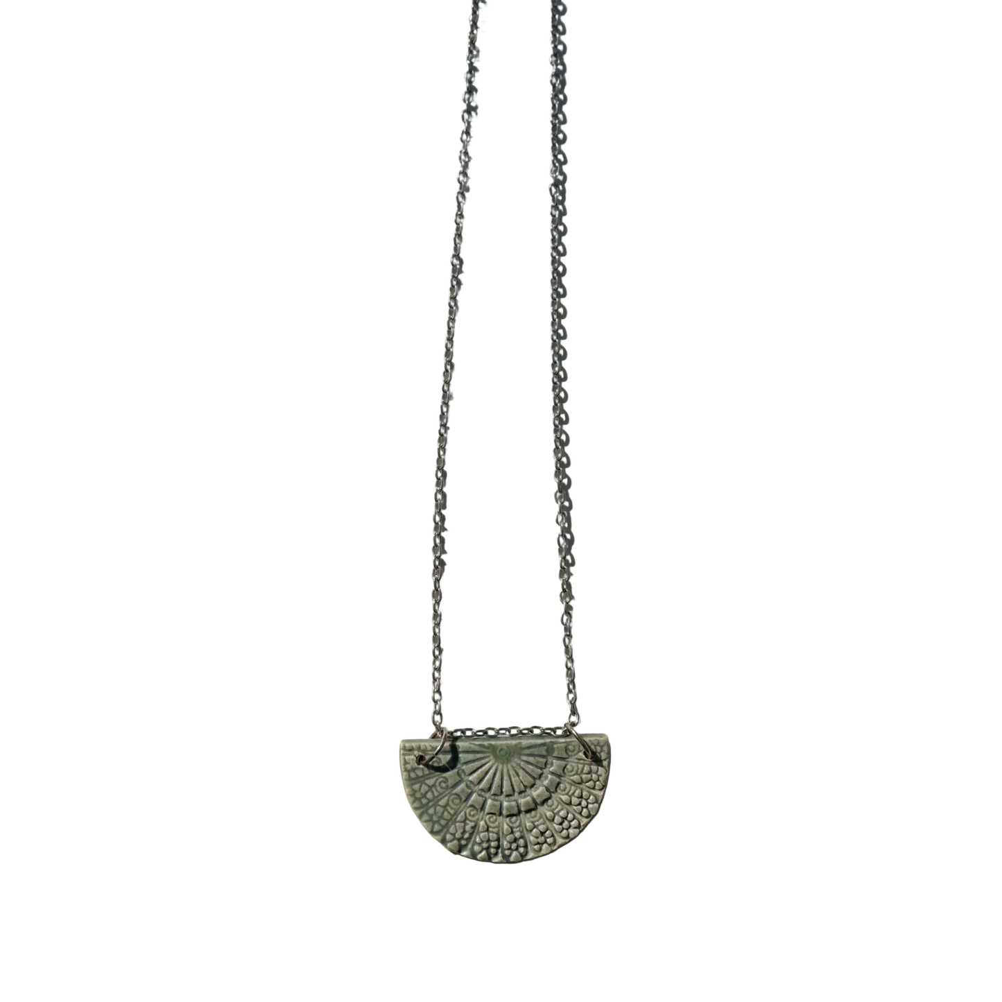 Sage Green Carved Necklace | Vintage