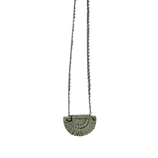 Sage Green Carved Necklace | Vintage