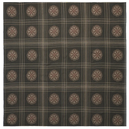 Floral patterned fabric tablecloth with geometric design 