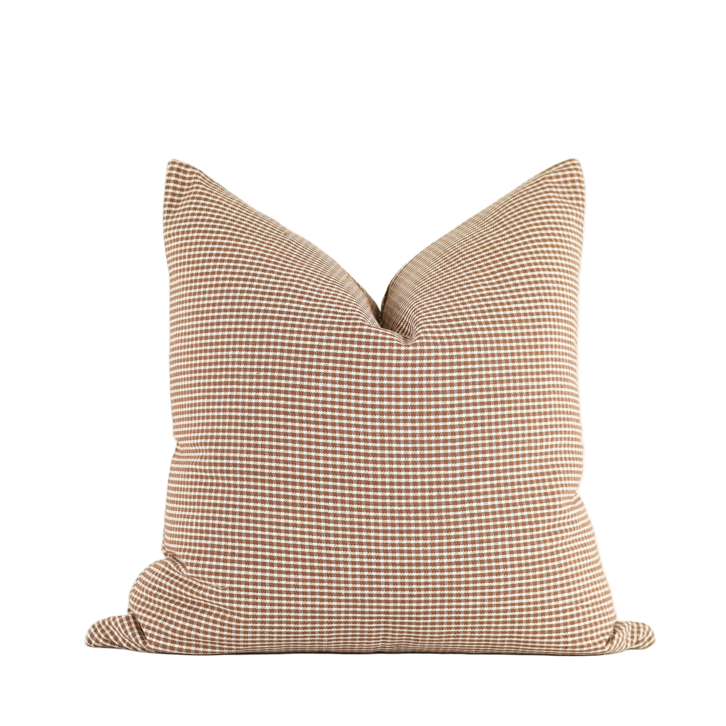 Georgie Rust Pillow 22x22 with warm rust-colored fabric and soft checked pattern, perfect for adding cozy, stylish accent to sofas or beds.