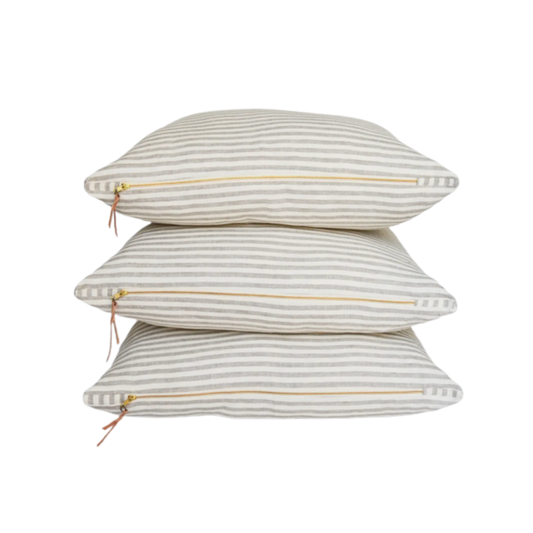 Oatmeal and Ivory Stripes Floor Pillow