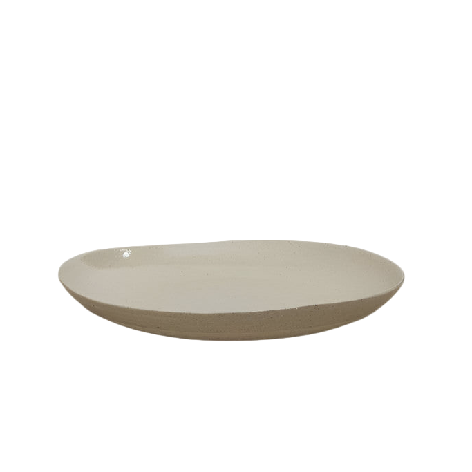 Versatile beige ceramic plate perfect for hosting and serving