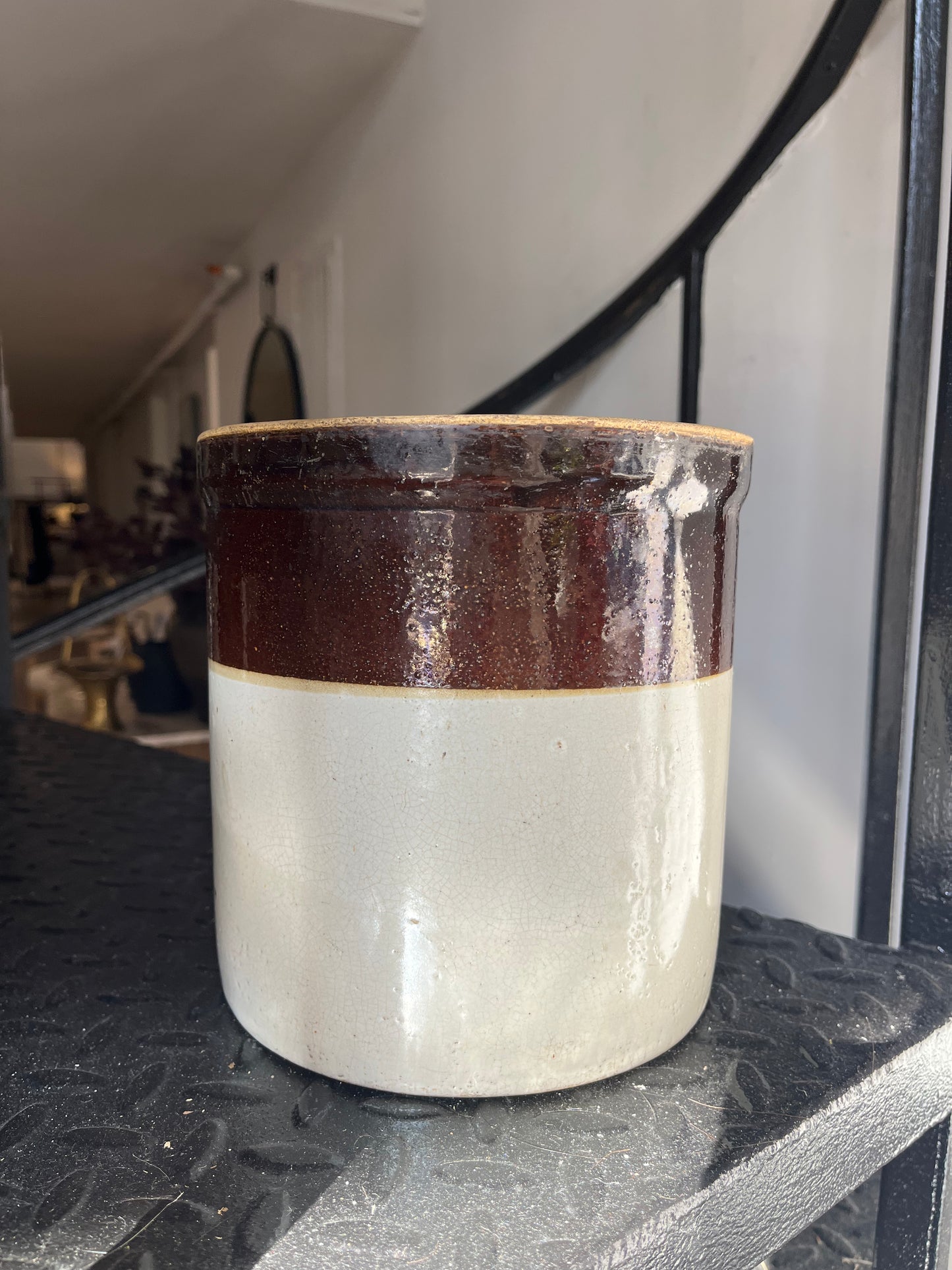 Antique 2 Gallon Stoneware Glazed Crock