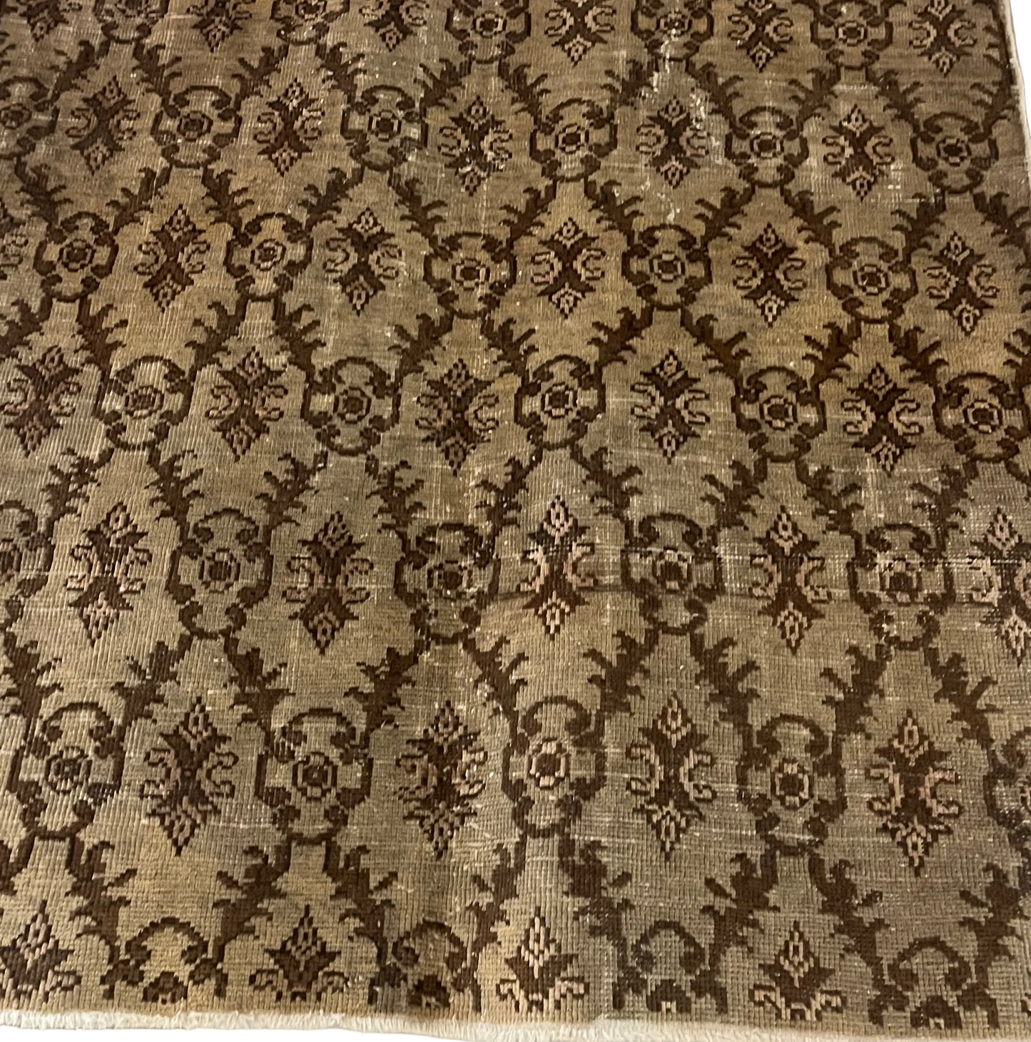 Hand Knotted Brown Rug | Vintage