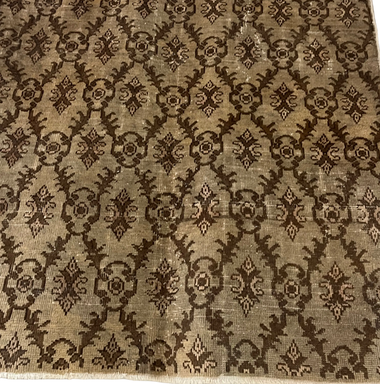 Hand Knotted Brown Rug | Vintage