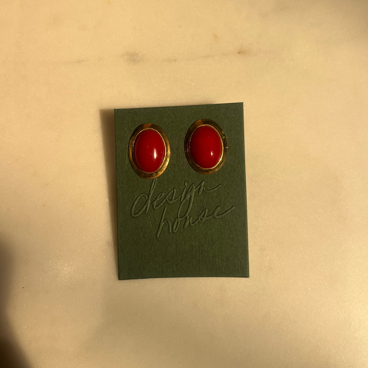Red Oval Studs | Vintage
