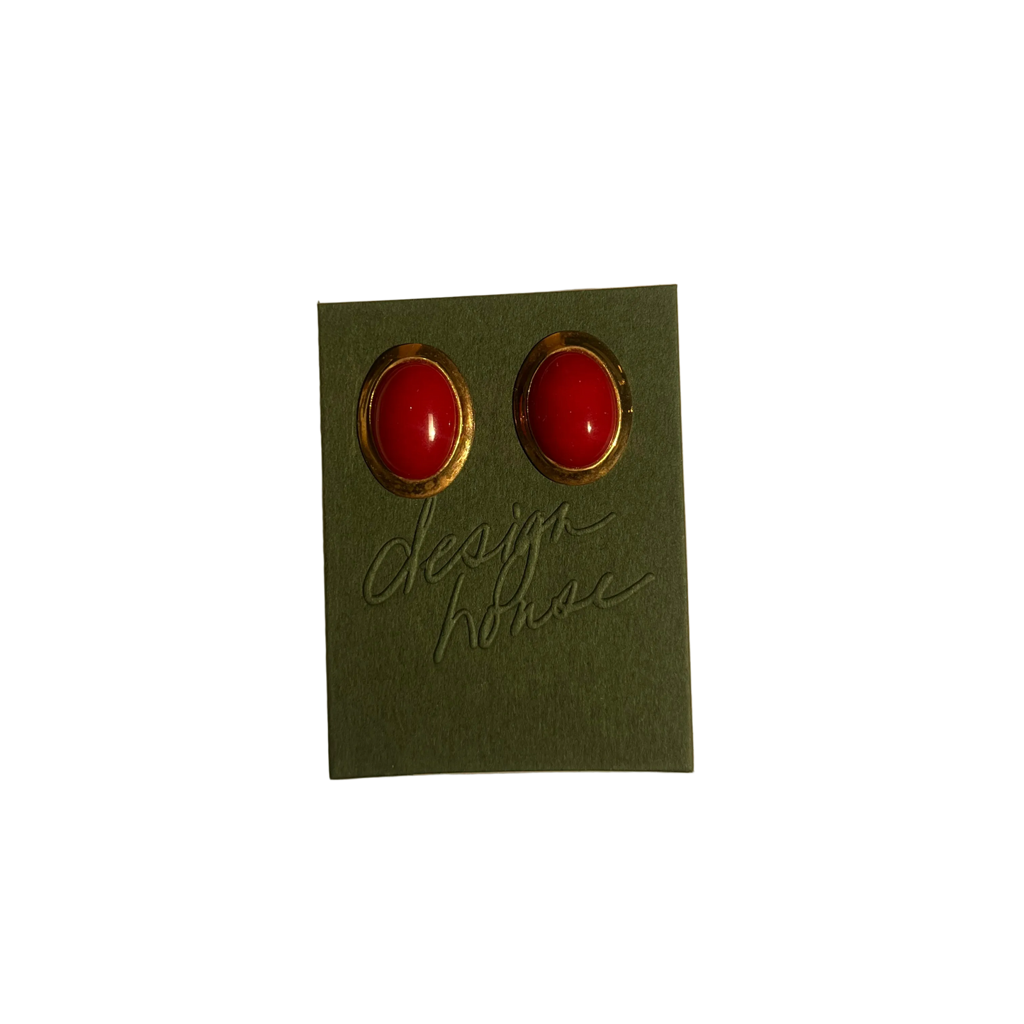 Red Oval Studs | Vintage