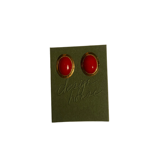Red Oval Studs | Vintage