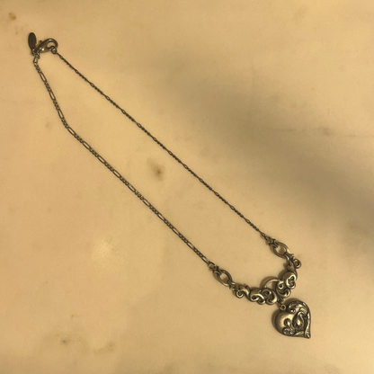 Silver Heart Pendant Necklace | Vintage