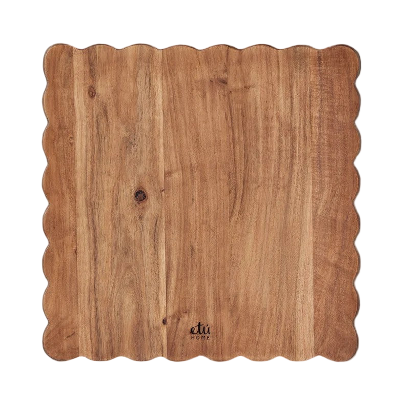 Large wooden cutting board with scalloped edge 