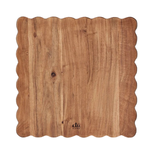 Large wooden cutting board with scalloped edge 