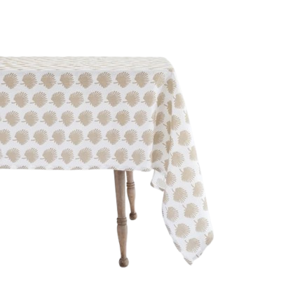 Tablecloth with beige palmetto floral pattern 
