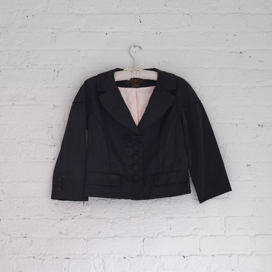 Marc Jacobs for Louis Vuitton 2006 Black Sailor Style Cropped Blazer with Bow Detail