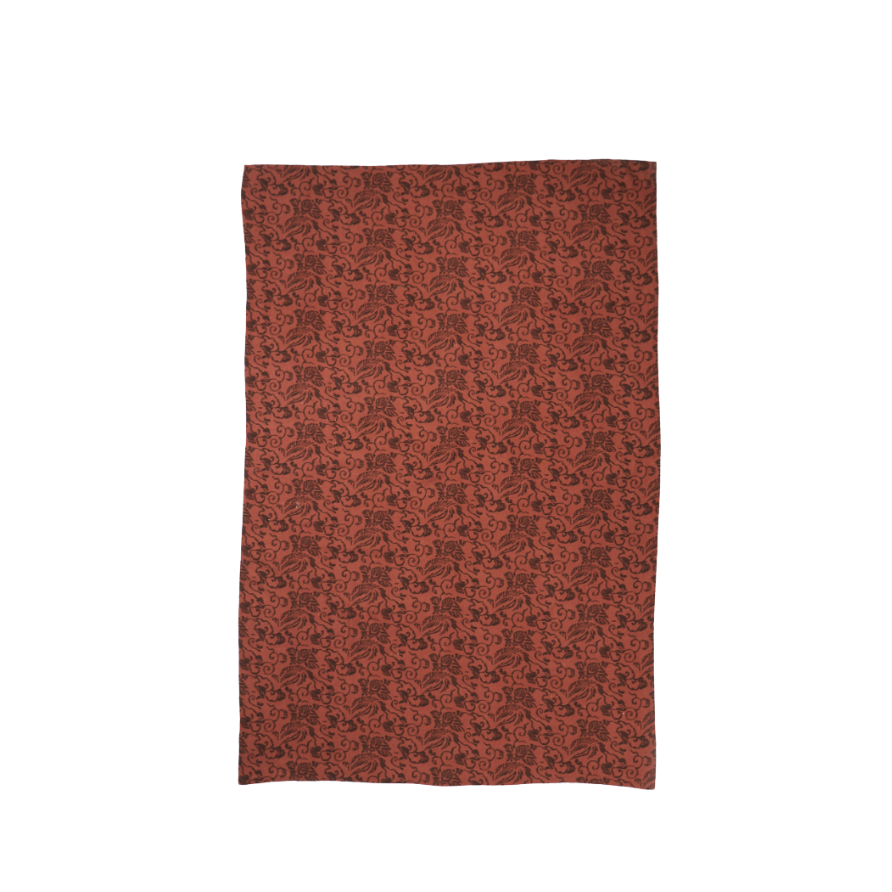 Red and black vintage inspired floral patterned tablecloth 