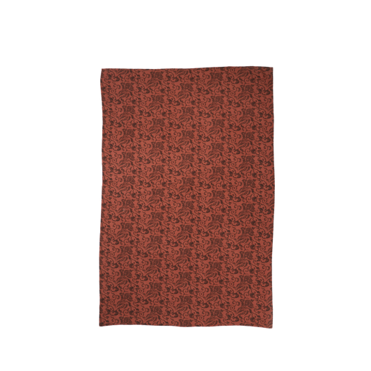 Red and black vintage inspired floral patterned tablecloth 